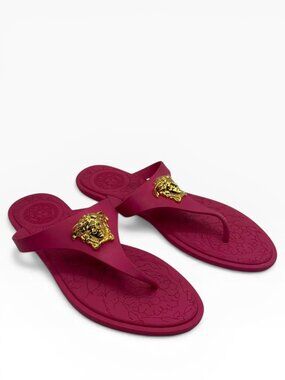 Versace Medusa Gold Pink Thong Sandals